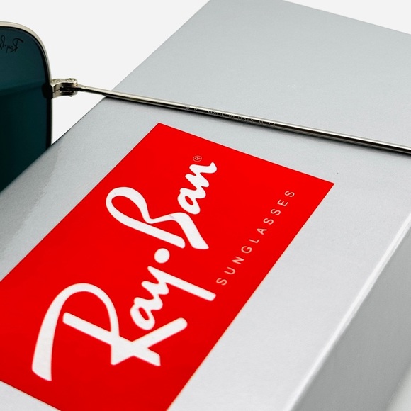 Ray-Ban Sunglasses Aviator Flash Lenses RB3035 Silver Frame Yellow/pink Lenses - Picture 8 of 12